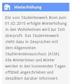 Die Webseite des Studierendenwerks Bonn verkündigt das Miet-Moratorium.